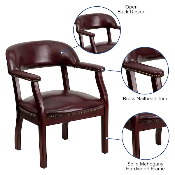 Flash Furniture Traditional Luxurious Conference Chair, 24 in W 27" L 31-1/2" H, Upholstered Straight, Vinyl Seat - B-Z105-OXBLOOD-GG