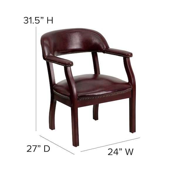 Flash Furniture Traditional Luxurious Conference Chair, 24 in W 27" L 31-1/2" H, Upholstered Straight, Vinyl Seat - B-Z105-OXBLOOD-GG