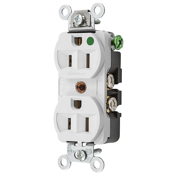 Hubbell 15A Duplex Receptacle 125VAC 5-15R WH - HBL8200HW