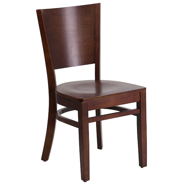Flash Furniture Lacey Series Solid Back Walnut Wood Restaurant Chair - 2-XU-DG-W0094B-WAL-WAL-GG
