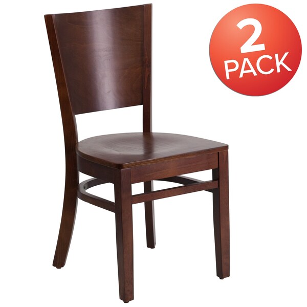 Flash Furniture Lacey Series Solid Back Walnut Wood Restaurant Chair - 2-XU-DG-W0094B-WAL-WAL-GG