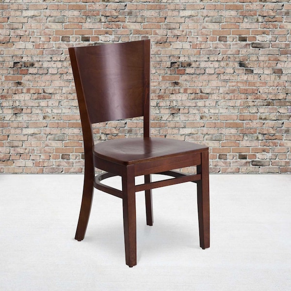 Flash Furniture Lacey Series Solid Back Walnut Wood Restaurant Chair - 2-XU-DG-W0094B-WAL-WAL-GG