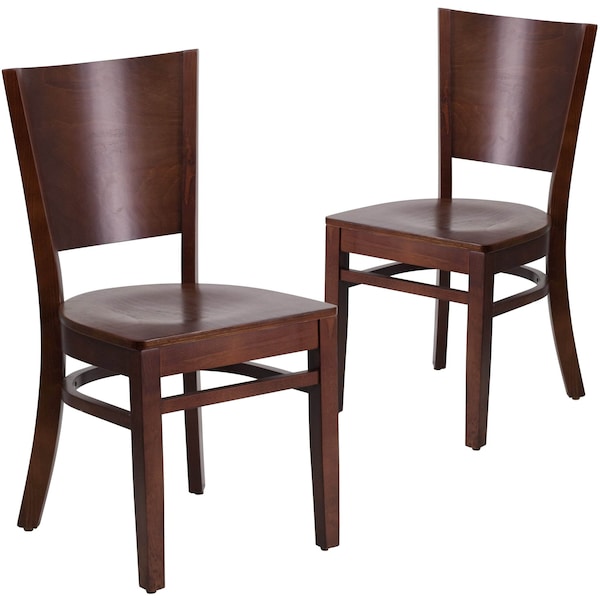 Flash Furniture Lacey Series Solid Back Walnut Wood Restaurant Chair - 2-XU-DG-W0094B-WAL-WAL-GG