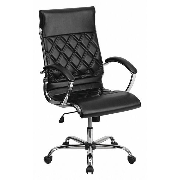 Flash Furniture Contemporary Chair Fixed Arms, 18" to 21-1/2" Height, Leather, Black - GO-1297H-HIGH-BK-GG