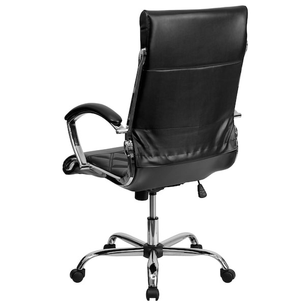 Flash Furniture Contemporary Chair Fixed Arms, 18" to 21-1/2" Height, Leather, Black - GO-1297H-HIGH-BK-GG