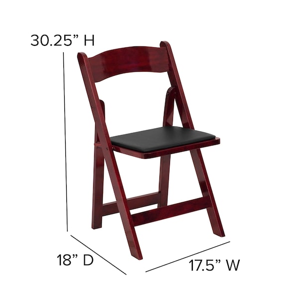 Flash Furniture Folding Chair, Mahogany w/Padded Seat - XF-2903-MAH-WOOD-GG