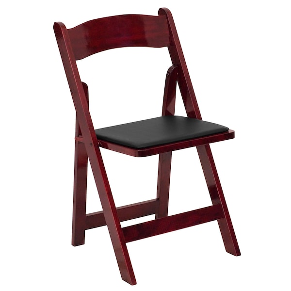 Flash Furniture Folding Chair, Mahogany w/Padded Seat - XF-2903-MAH-WOOD-GG