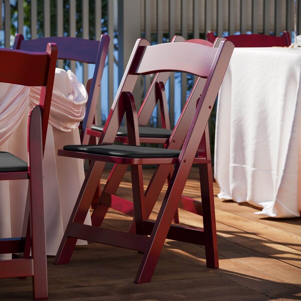 Flash Furniture Folding Chair, Mahogany w/Padded Seat - XF-2903-MAH-WOOD-GG