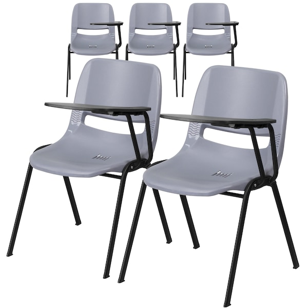 Flash Furniture Gray Ergonomic Shell Chair with Left Handed Flip-Up Tablet Arm - 5-RUT-EO1-GY-LTAB-GG