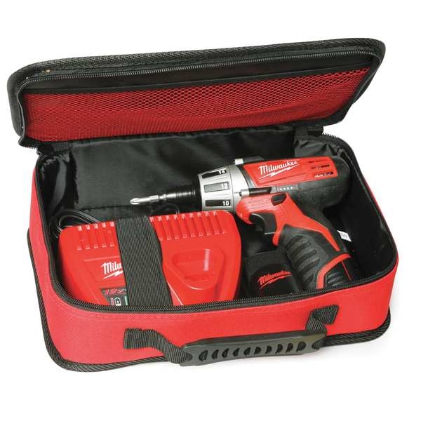 Milwaukee Tool M12 1/4" Hex Screwdriver, (2) CP 1.5 Batteries, M12 Battery Charger, Storage Bag - 2401-22