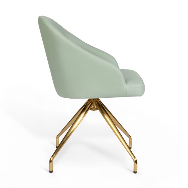 Martha Stewart Sora Upholstered Stationary Office Chair in Sage/Polished Brass - CH-222119-SG-GLD-MS