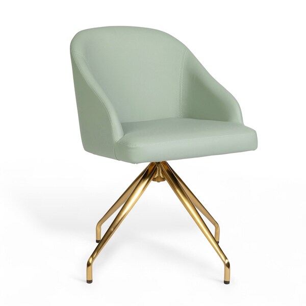 Martha Stewart Sora Upholstered Stationary Office Chair in Sage/Polished Brass - CH-222119-SG-GLD-MS