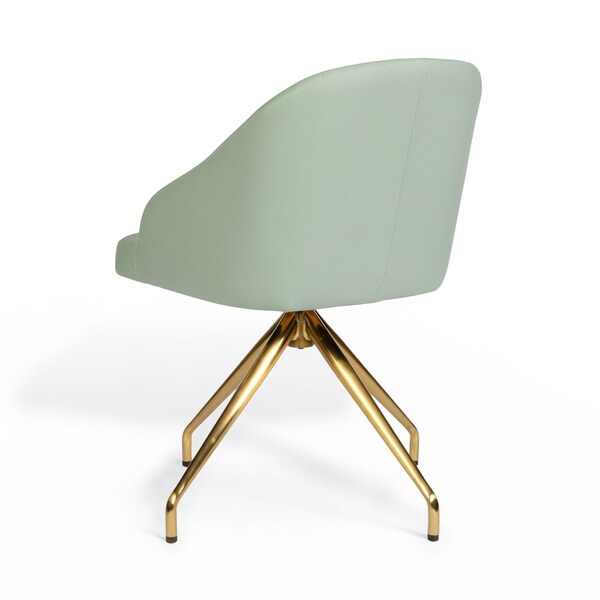Martha Stewart Sora Upholstered Stationary Office Chair in Sage/Polished Brass - CH-222119-SG-GLD-MS