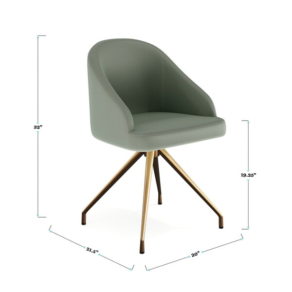 Martha Stewart Sora Upholstered Stationary Office Chair in Sage/Polished Brass - CH-222119-SG-GLD-MS