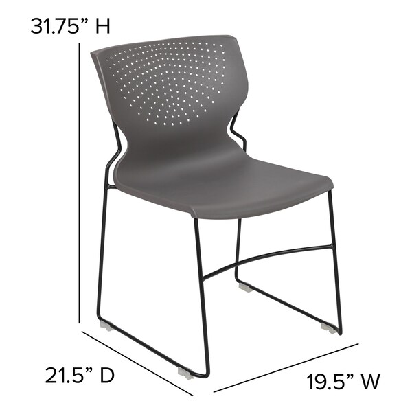 Flash Furniture Gray Plastic Stack Chair, PK5 - 5-RUT-438-GY-GG