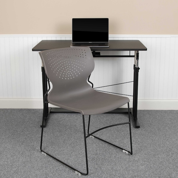 Flash Furniture Gray Plastic Stack Chair, PK5 - 5-RUT-438-GY-GG
