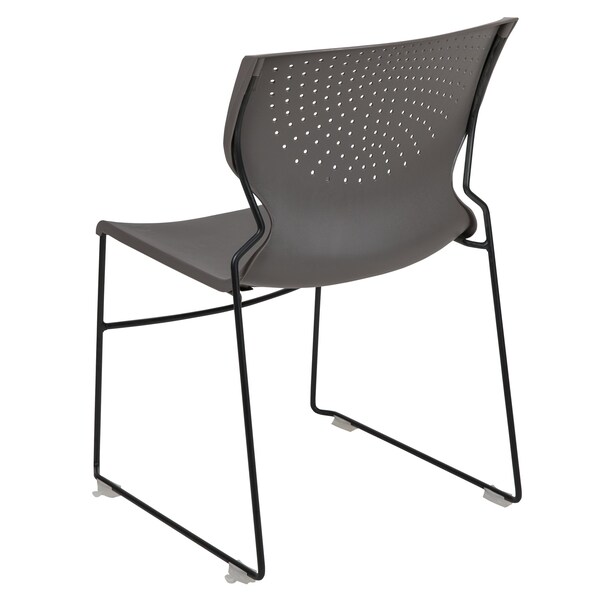 Flash Furniture Gray Plastic Stack Chair, PK5 - 5-RUT-438-GY-GG