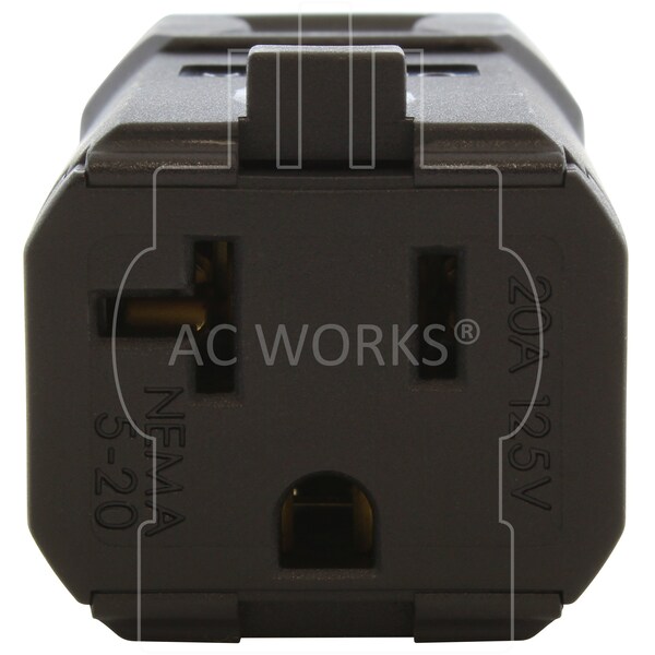 Ac Works NEMA 5-15/ 20R 15/ 20A 125V Clamp Style Square Household Connector with UL, C-UL Approval in Black - ASQ520R-BK