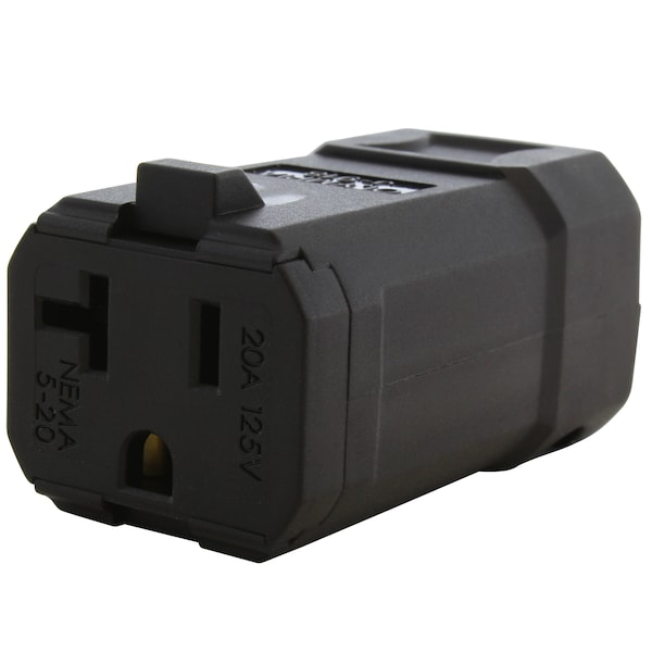 Ac Works NEMA 5-15/ 20R 15/ 20A 125V Clamp Style Square Household Connector with UL, C-UL Approval in Black - ASQ520R-BK