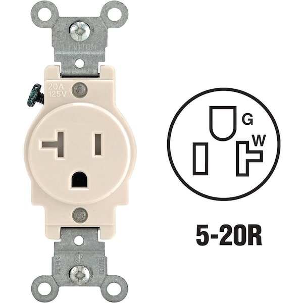 Leviton 20A Light Almond Commercial Grade 5-20R Tamper Resistant Single Outlet - R56-T5020-0TS
