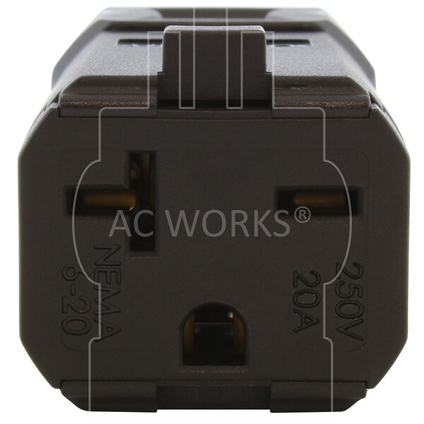 Ac Works NEMA 6-20R 20A 250V Clamp Style Square Connector with UL, C-UL Approval in Black - ASQ620R-BK