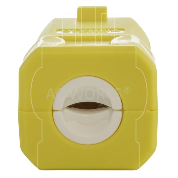 Ac Works NEMA 5-15R 15A 125V Clamp Style Square Household Female Connector with UL, C-UL Approval in Yellow - ASQ515R-YW