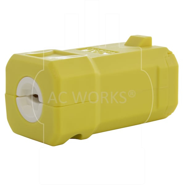 Ac Works NEMA 5-15R 15A 125V Clamp Style Square Household Female Connector with UL, C-UL Approval in Yellow - ASQ515R-YW