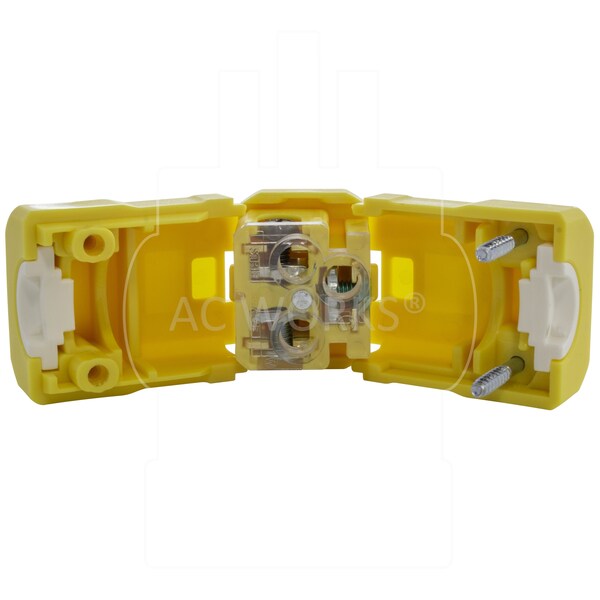 Ac Works NEMA 5-15R 15A 125V Clamp Style Square Household Female Connector with UL, C-UL Approval in Yellow - ASQ515R-YW
