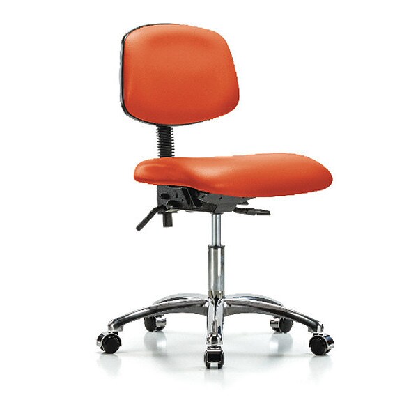 Blue Ridge Ergonomics Desk Chair Desk Chair, Vinyl, Chr Tilt Casters, Orange, No Arms, 18" to 23" Height, Vinyl, Orange Kist - BR-VDHCH-CR-T1-A0-CC-8613
