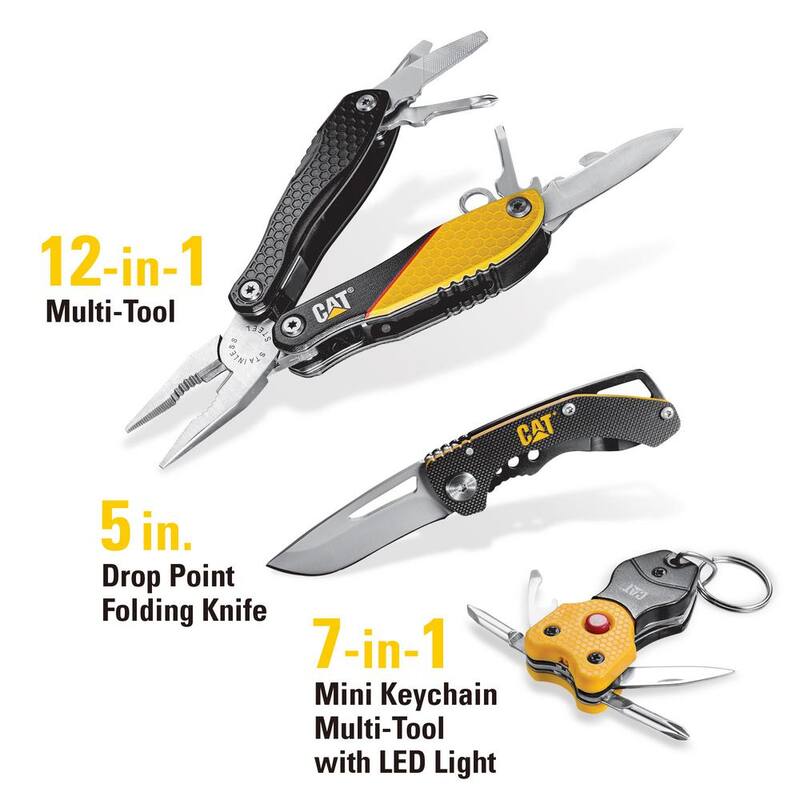 CAT 12-in-1 Multi-Tool, Knife and Multi-Tool Key Chain Gift Box Set (3-Piece) - 240192