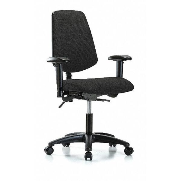 Blue Ridge Ergonomics Desk Chair Fab Desk Chair, Med, Bk, Cast, Blk, Adjustable Arms, 19" to 24" Height, Fabric, Black - BR-FDHCH-MB-RG-T1-A1-RC-F42