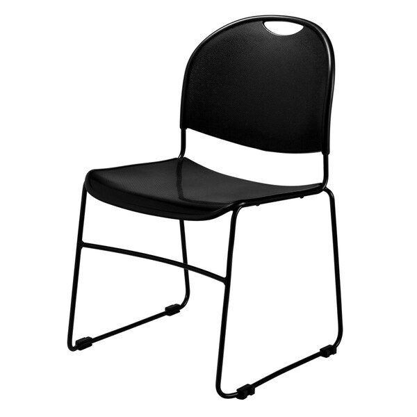 Betterbeds 850 Commercialine Value Stack Chair with Polypropylene Seat & Steel Tubing, Black - BE2623764
