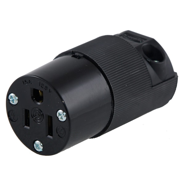 Hubbell Wiring Device-Kellems Straight Blade Devices, Female Connector Body, Insulgrip Heavy Duty, Industrial/Commercial Grade, Straight, 15A 125V, 5-15R, Extra Large - HBL5269EBK