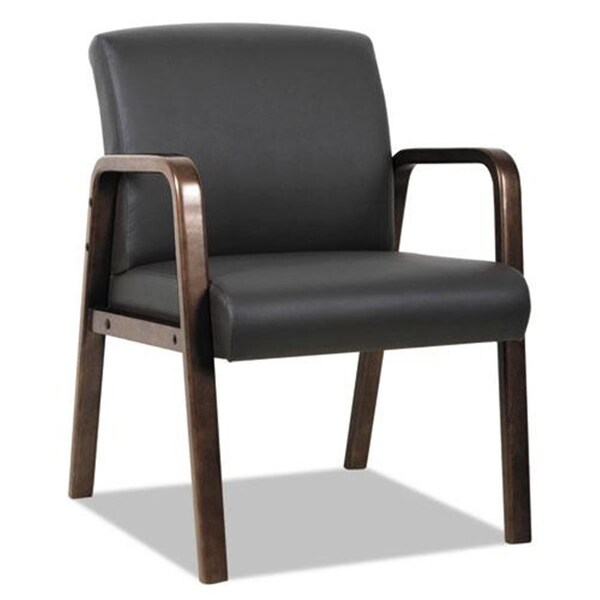 D2D Technologies ALE Reception Lounge Series Guest Chair- Espresso-Black Leather - D22957187