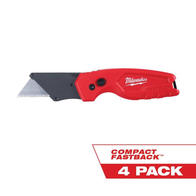 Milwaukee FASTBACK Compact Folding Utility Knife with General Purpose Blade (4-Pack) - 48-22-1500-4X