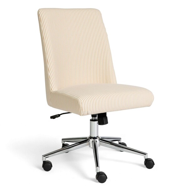 Martha Stewart Maeve Upholstered Office Chair in Beige Stripe/Polished Nickel - CH-231216-3-1-BG-MS