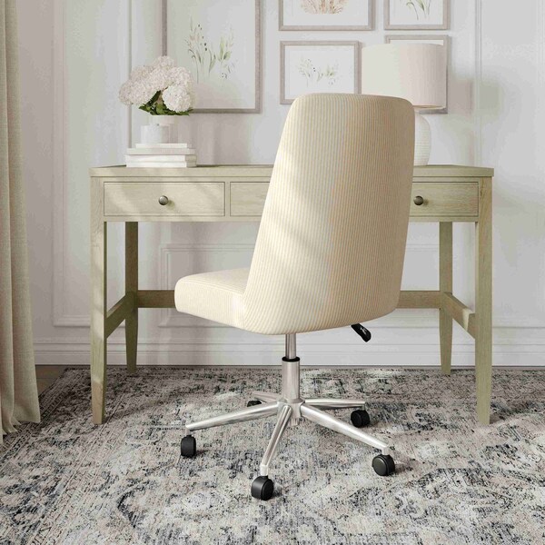 Martha Stewart Maeve Upholstered Office Chair in Beige Stripe/Polished Nickel - CH-231216-3-1-BG-MS
