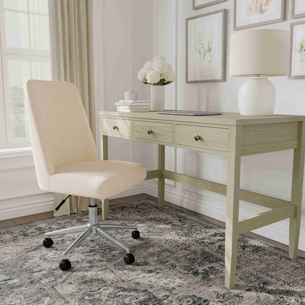 Martha Stewart Maeve Upholstered Office Chair in Beige Stripe/Polished Nickel - CH-231216-3-1-BG-MS