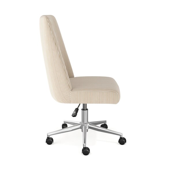 Martha Stewart Maeve Upholstered Office Chair in Beige Stripe/Polished Nickel - CH-231216-3-1-BG-MS