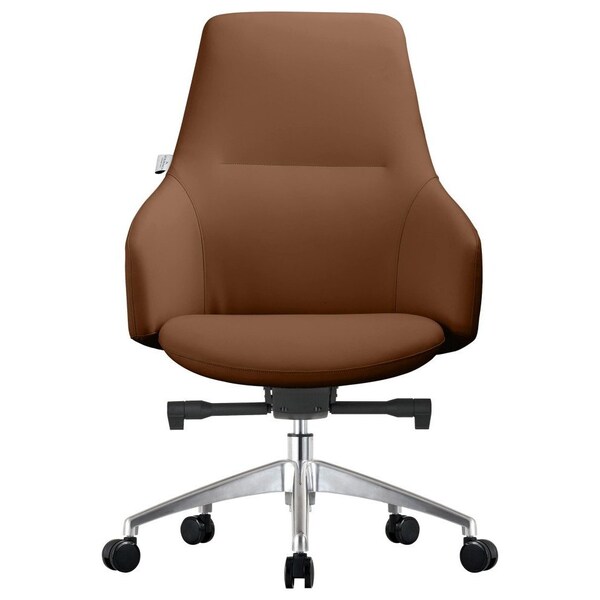 Leisuremod Celeste Office Chair in Upholstered Leather and Iron Frame with Swivel and Tilt, Dark Brown - CO20DBRL