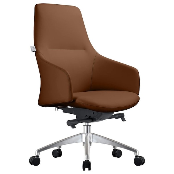 Leisuremod Celeste Office Chair in Upholstered Leather and Iron Frame with Swivel and Tilt, Dark Brown - CO20DBRL