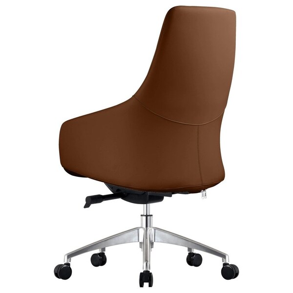 Leisuremod Celeste Office Chair in Upholstered Leather and Iron Frame with Swivel and Tilt, Dark Brown - CO20DBRL