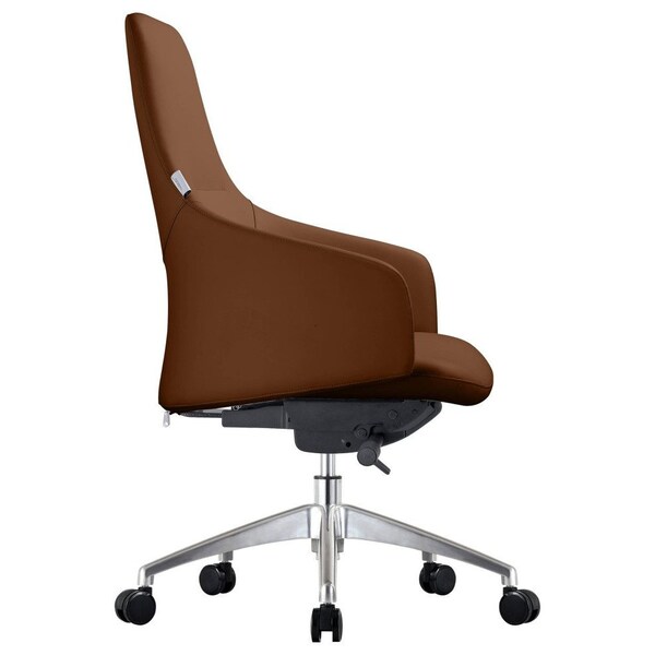 Leisuremod Celeste Office Chair in Upholstered Leather and Iron Frame with Swivel and Tilt, Dark Brown - CO20DBRL