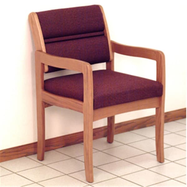 Wooden Mallet Valley Guest Chair in Medium Oak - Cabernet Burgundy - DW3-1MOCB