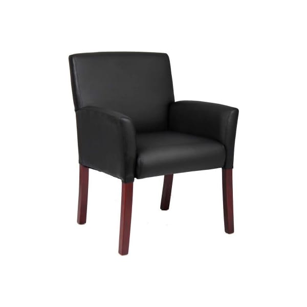 Boss Office Products Boss Reception Guest Chair with Arms - Vinyl - Black - B619