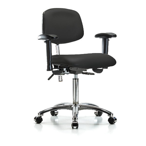 Zoro Select Clean Room Chair Ergonomic Chair, Adjustable Arms, 21-1/2" to 29" Height, Vinyl, Black - BR-NCR-VMBCH-CR-T0-A1-NF-CC-8540