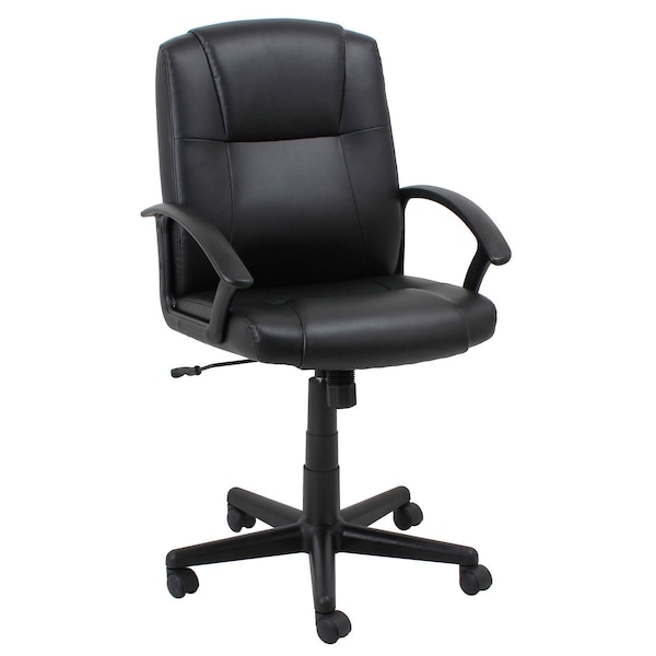 Global Industrial Executive Chair With Mid Back & Fixed Arms, Bonded Leather, Black - 695642-AM