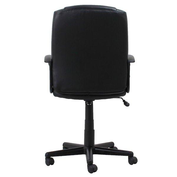 Global Industrial Executive Chair With Mid Back & Fixed Arms, Bonded Leather, Black - 695642-AM