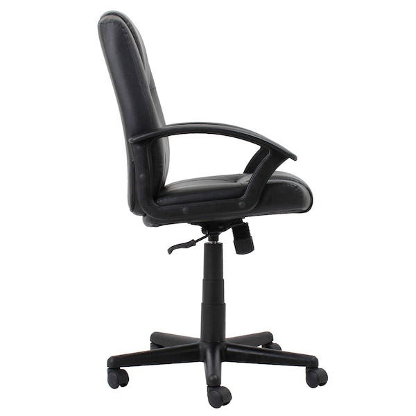 Global Industrial Executive Chair With Mid Back & Fixed Arms, Bonded Leather, Black - 695642-AM