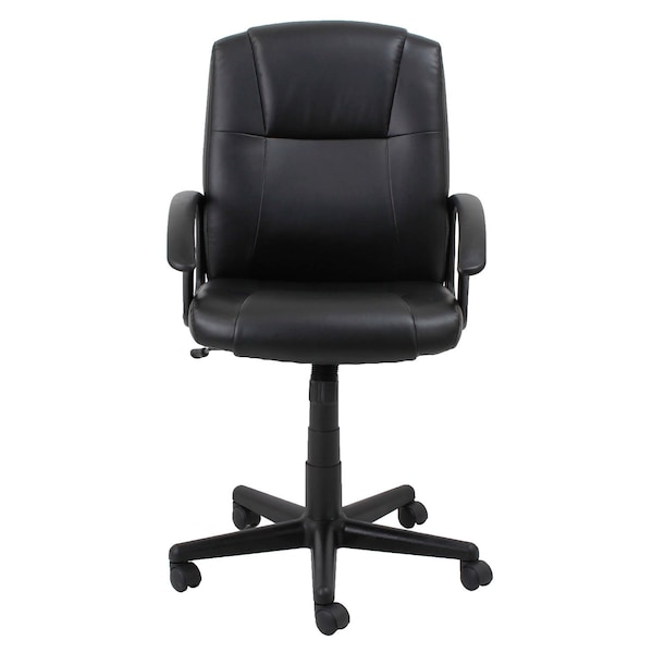 Global Industrial Executive Chair With Mid Back & Fixed Arms, Bonded Leather, Black - 695642-AM